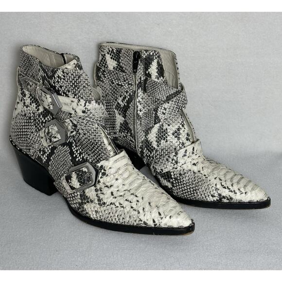 Gianni Bini Snakeprint Leather Point Toe Ankle Boots Cowgirl Western W 8.5M EUC - Picture 4 of 8